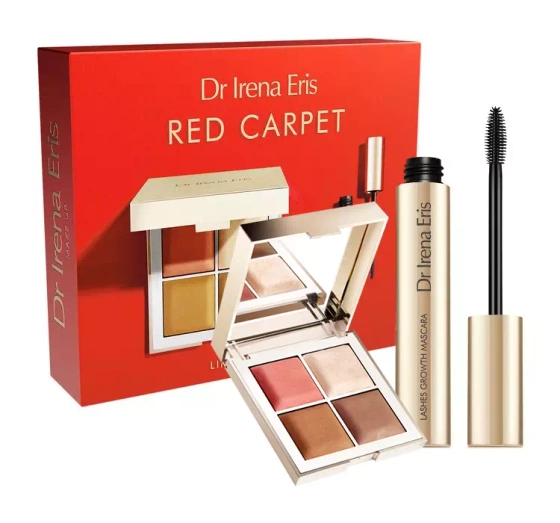 Dr Irena Eris Red Carpet zestaw do makijażu paletka Design&Define 20 g   tusz do rzęs Lashes Growth 9 ml