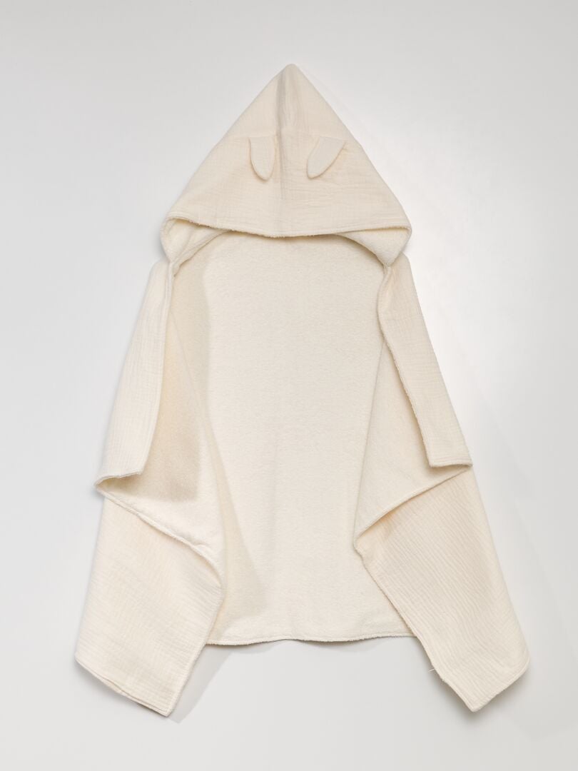 Badjas van dubbel katoenen gaas - BEIGE
