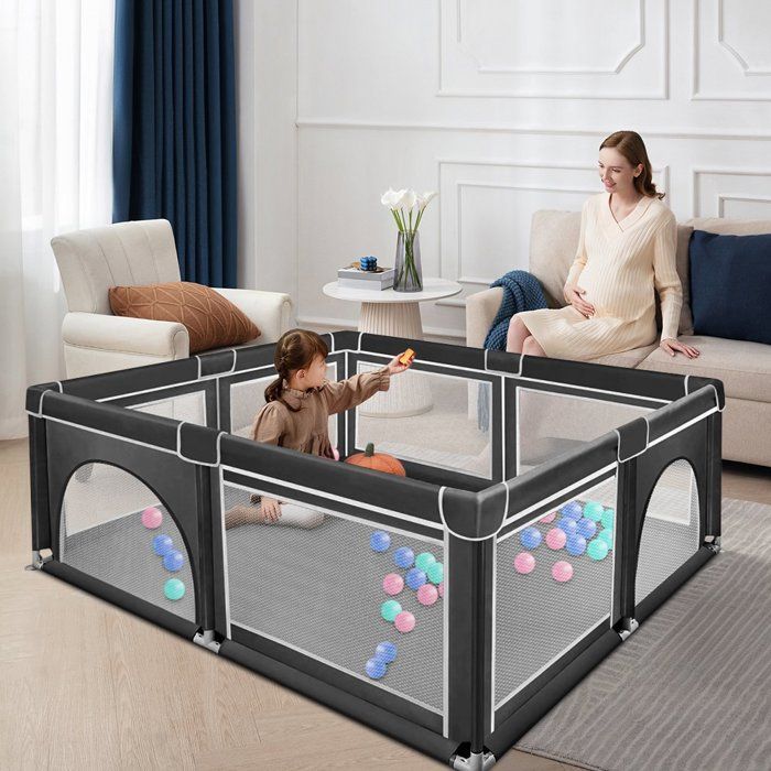 Parque infantil MIPAN de 180x150x66 cm - Con bolsa de almacenamiento - Centro de actividades infantiles para interior/exterior - Plegable - Negro