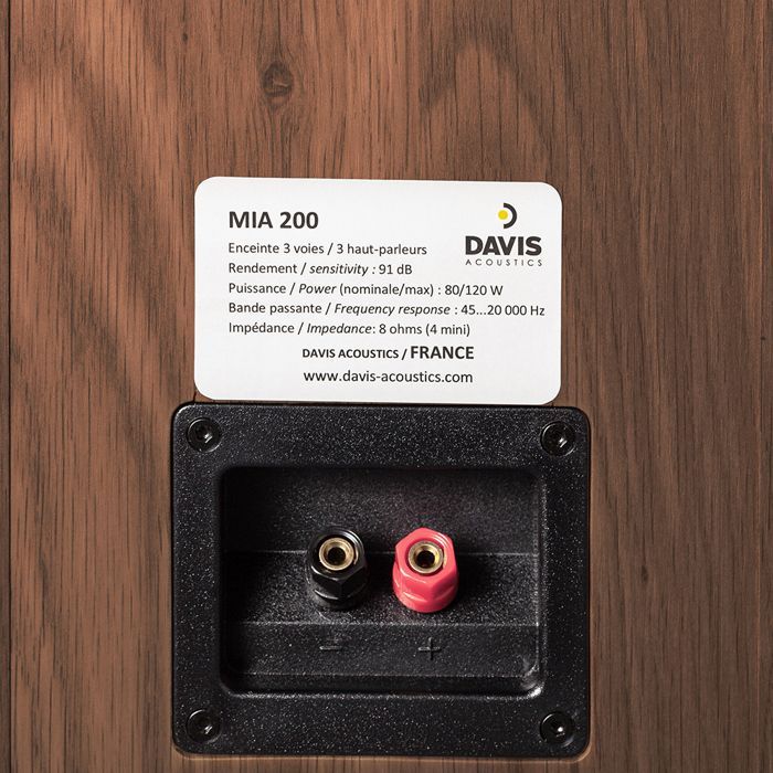 Davis Acoustics Mia 200 Noyer américain - Colonne 3 Voies/3 Haut-parleurs - Enceinte Vendue à la Paire