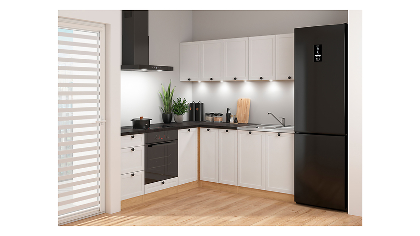 Komplet kuchenny narożny Junona Line 200x200  biały z blatem