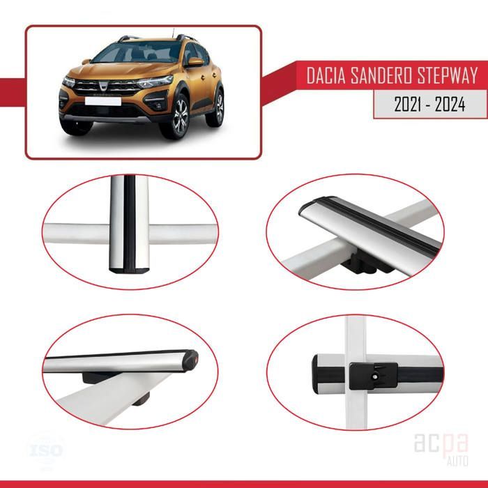 Barras de techo STEPWAY BASIC para Dacia Sandero 2021-2024, portaequipajes para coche - Gris