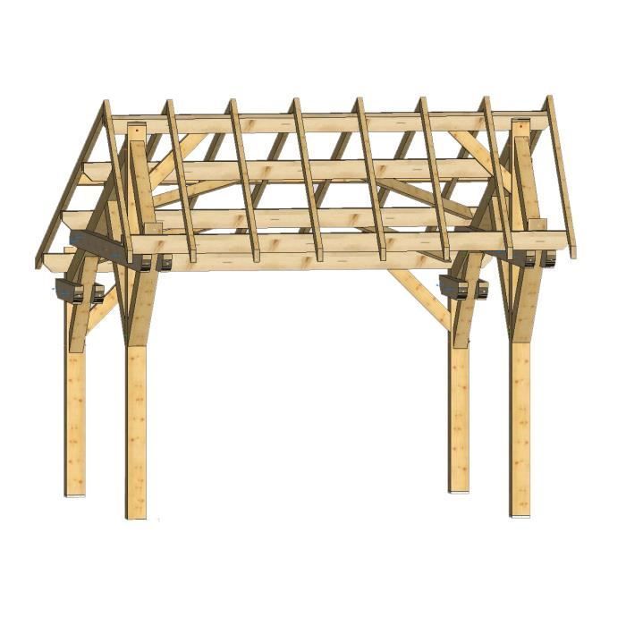 Cochera asimétrica de doble pendiente en abeto nórdico laminado - HABRITA - 19,70 m2