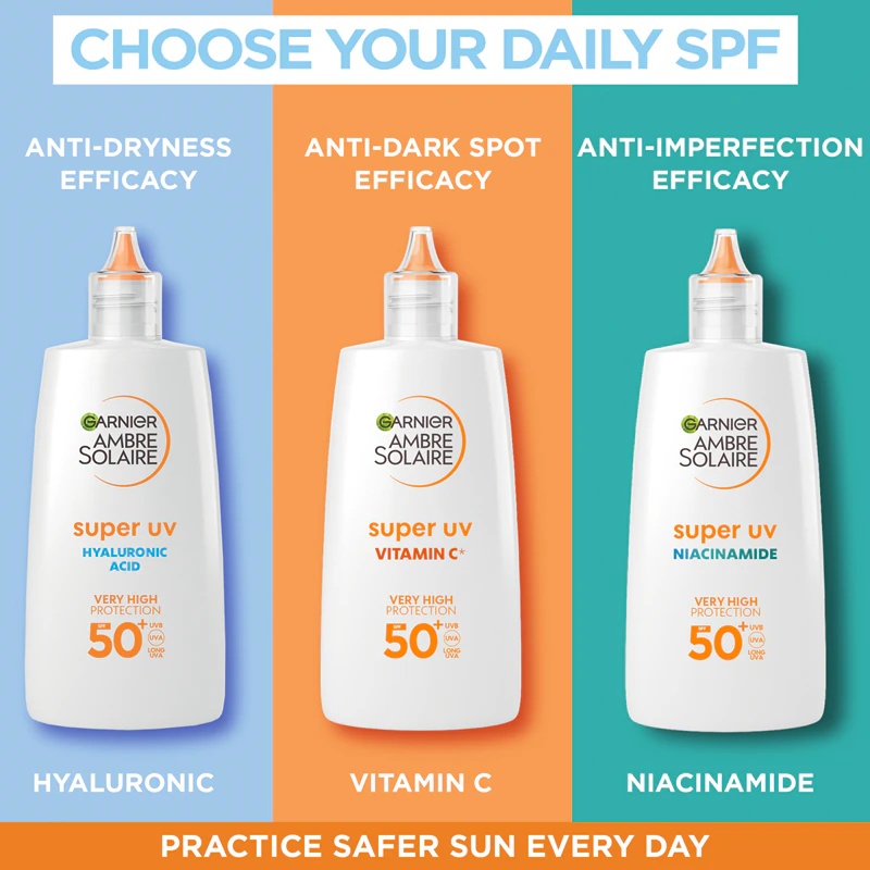 „Garnier Ambre Solaire Super UV Niacinamido“ lengvas apsauginis skystis nuo odos trūkumų
