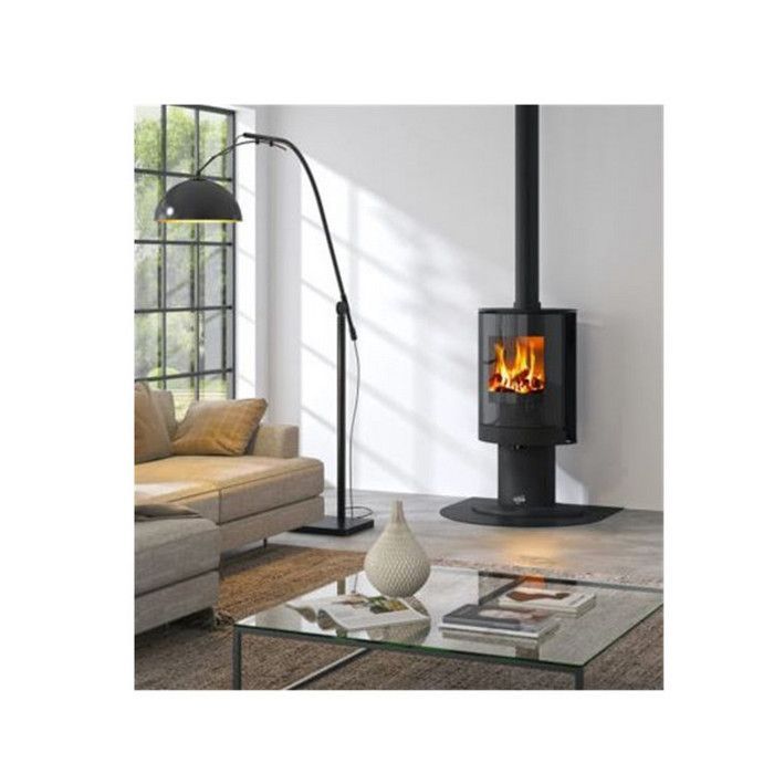 Poêle à Bois - GODIN - 411110NOIR - 10 kW - Fonte - 70 m2