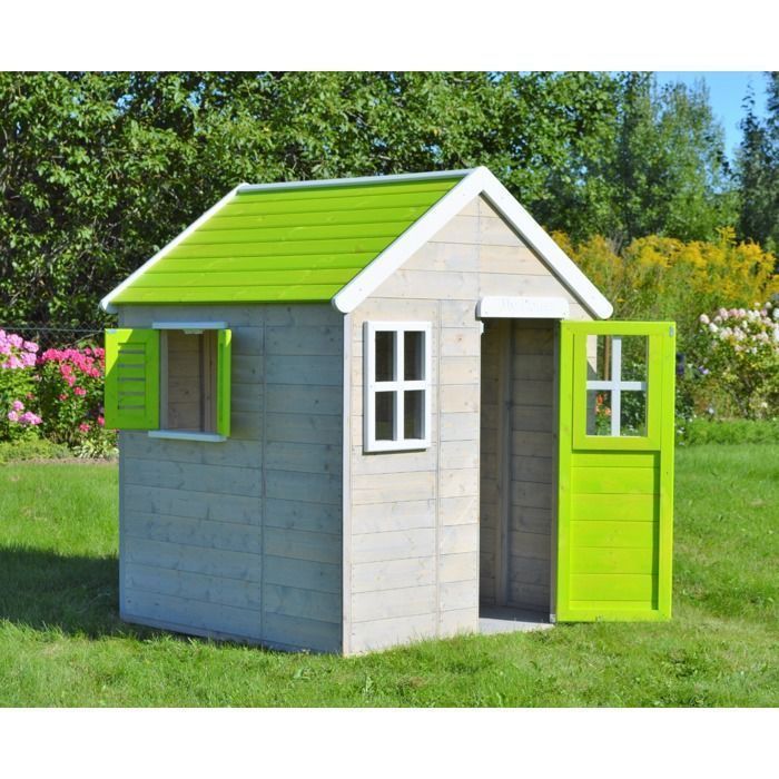 KANGUI Maison de jardin enfant extérieur - Cabane en Bois avec plancher - Toit étanche - Vert et Blanc
