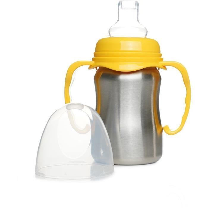 Thermobaby Training Cup - Stainless Steel - 180 ml - Mango Yellow - Ergonomic and Leak-Proof