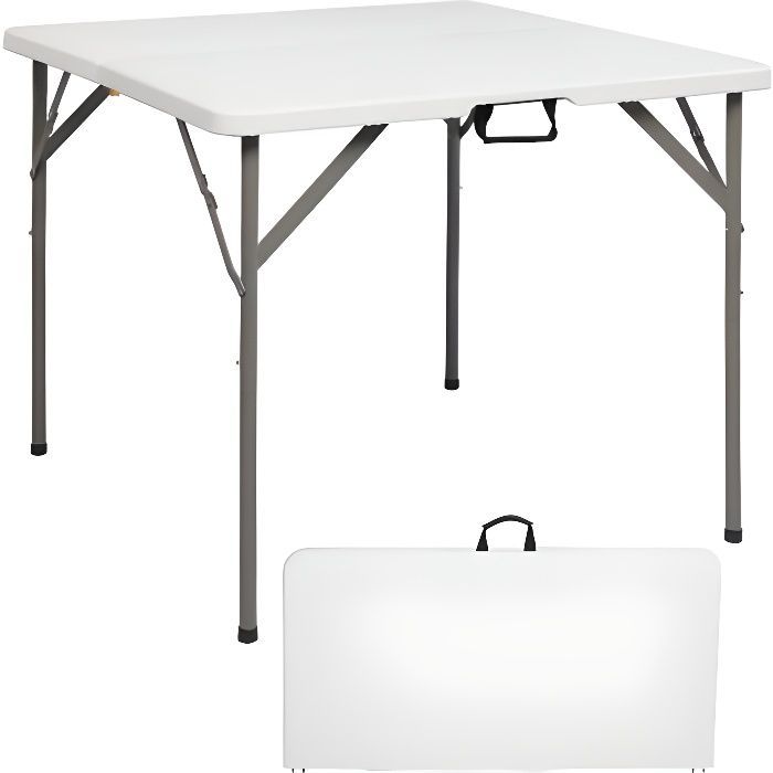 Mesa plegable blanca, mesa multiusos, 86*86*74 cm