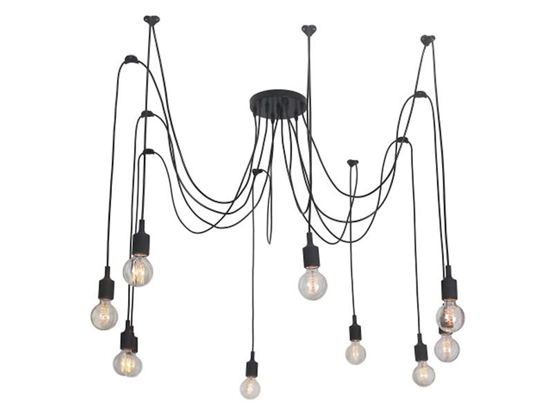 Lampa wisząca Soleto 10-punktowa metalowa czarna