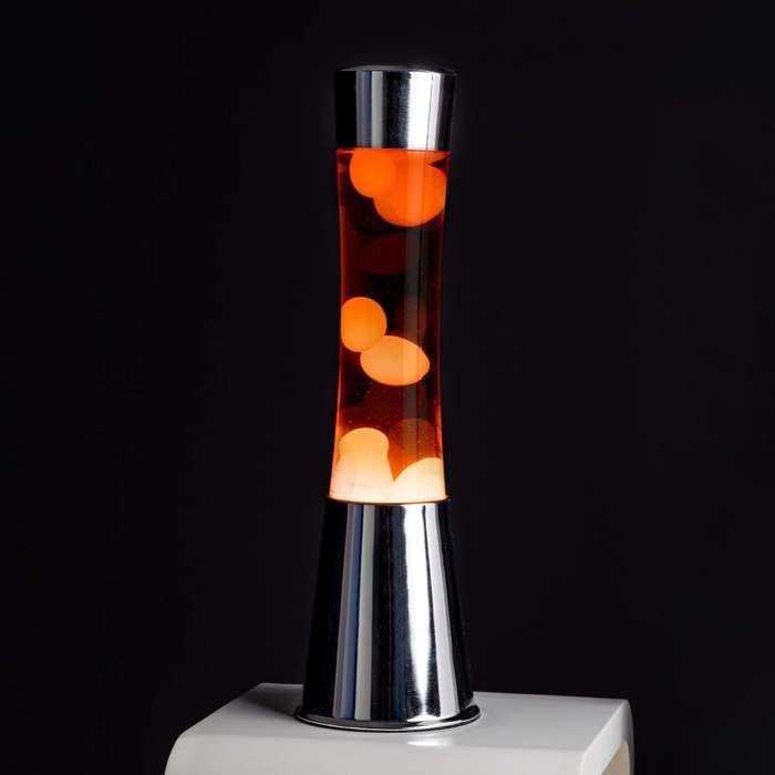 Lampe à lave - FISURA - Orange - Base en chrome - 11 cm x 11,5 cm - Intérieur