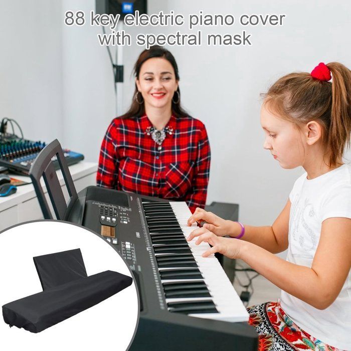 Funda antipolvo para piano - Protector de teclado - Compatible con teclados de 88 teclas de hasta 134 cm de ancho - Funda para atril