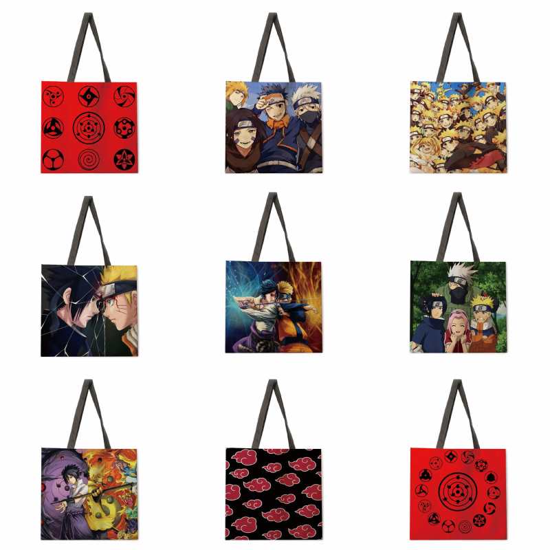 Sac de courses en lin à motif dessin animé, sac bandoulière femme pliable, sac de plage