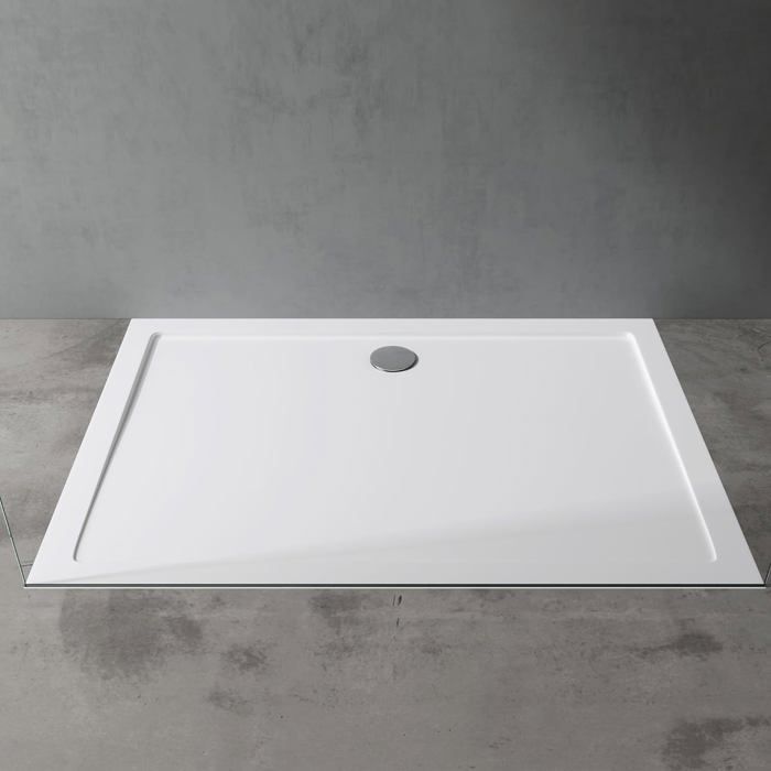 Doporro Faro02 rectangular white acrylic shower tray, 80x100x4cm, for the bathroom