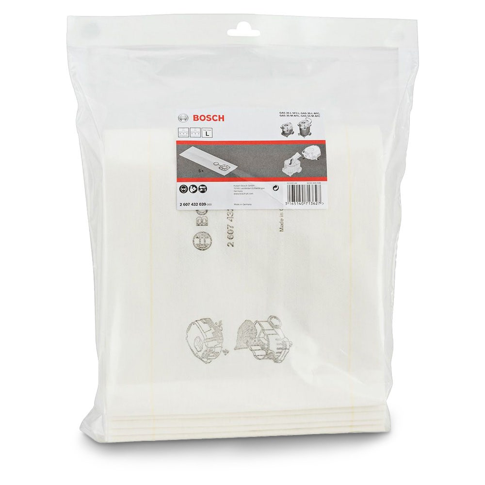 BOSCH 5 kpl pölypusseja märkäimureille 2607432039