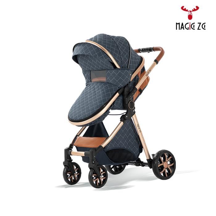 MagicZC 3-in-1 Baby Stroller, Adjustable Backrest, 0-3 Years, Foldable, Newborn, Blue