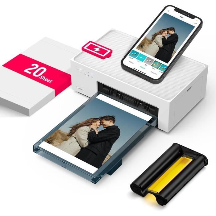 Liene Portable Photo Printer with Rechargeable Battery, WiFi Photo Printer with 20 10x15cm Papers for Travel/Home, Printing