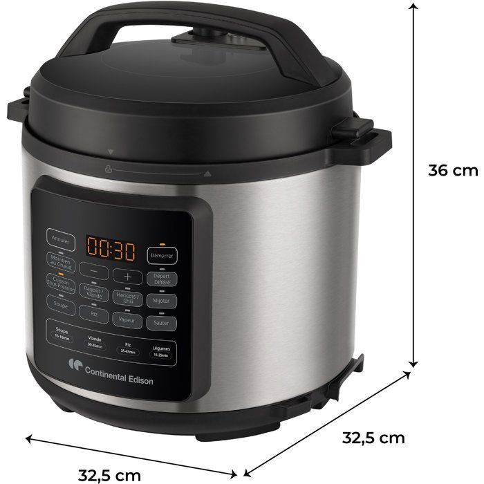 Pentola a pressione multifunzione - CONTINENTAL EDISON - CEMCSP10006L - 6 L - 1000 W - Nero e acciaio inossidabile