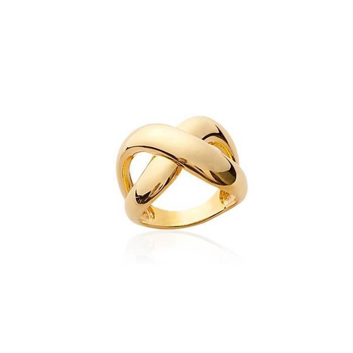 Anillo - BIJOUXIA - Efecto nudo de cinta cruzada - Bañado en oro de 18 quilates - Ancho 17 mm - Tallas 50 a 58