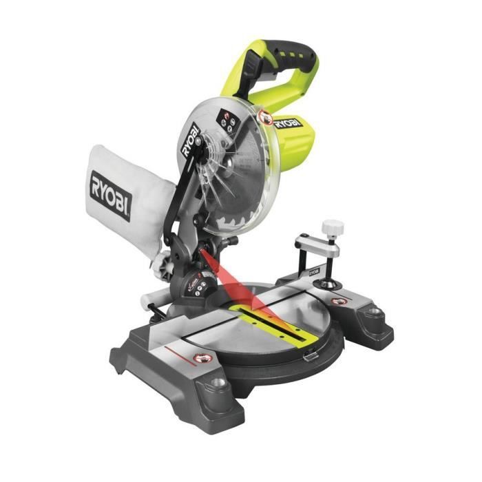 Serra de esquadria RYOBI ONE+ 18V - Capacidade de corte de 190 mm de diâmetro x 16 mm - Capacidade de corte de 45 x 108 mm a 90° - Fornecida com 1 lâmina de 24 dentes - EMS190DC
