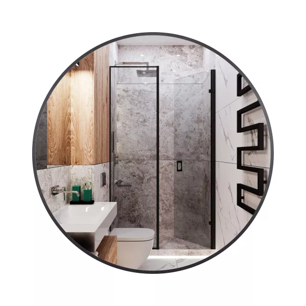 Lustro okrągłe CORINA BLACK 60 cm, rama aluminiowa