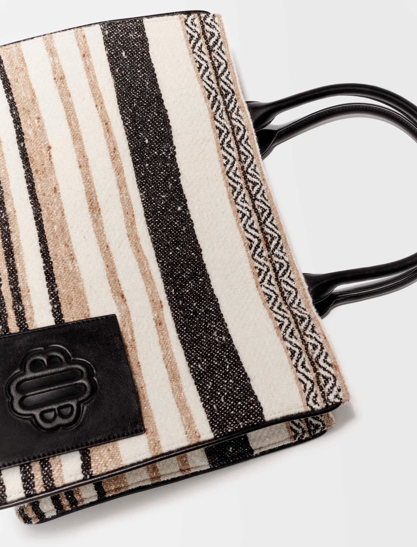 Gestreepte shopper - Zwart