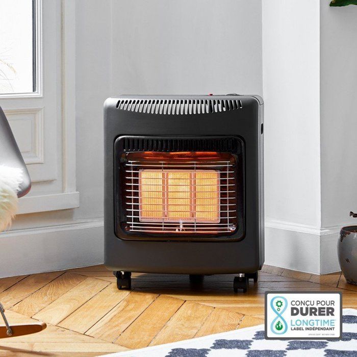 Ektor Mini Gaskachel - FAVEX - Voor binnengebruik - Infrarood keramische brander - Geleverd met schroefslang - 40 m², zwart