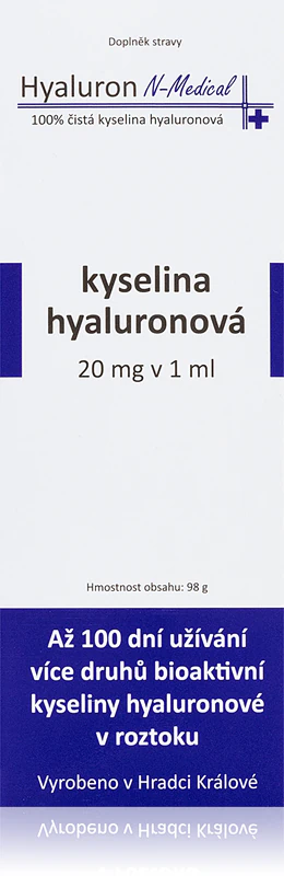 Gotas de suplemento alimentar de ácido hialurônico N-Medical para pele seca e desidratada.