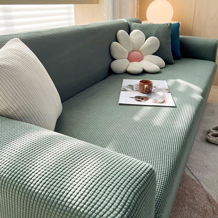 Housse de Canapé Extensible, Couleur Pure, Couverture de Canapé avec Accoudoirs 3 Places,Super Sofa Cover Universelle, Antidérapan