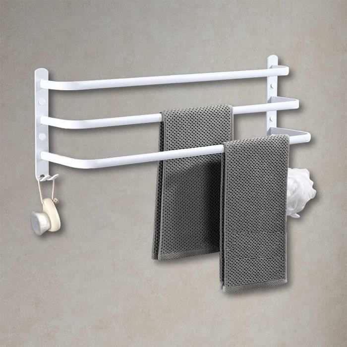 GULOVEJ® Wall-Mounted Towel Rack, Bathroom Hotel 3 Towel Holder Shelf, White