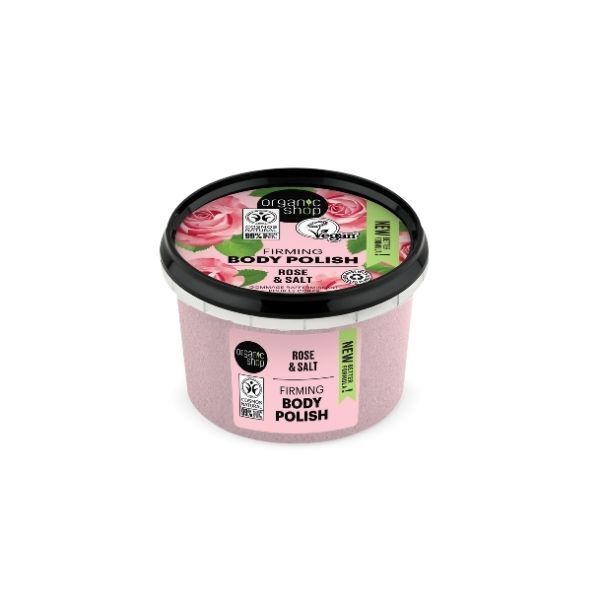 Exfoliante corporal reafirmante Organic Shop de rosa y sal, 250 ml
