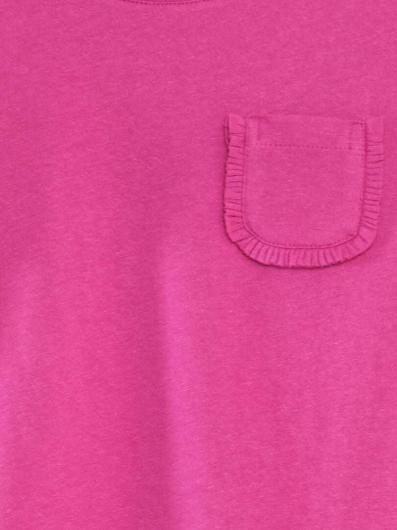 Effen T-shirt met zakje - ROZE