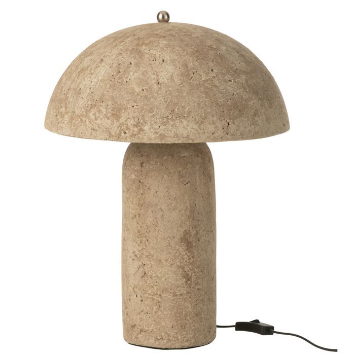 Lampe à poser forme champignon en papier mâché Beige foncé 37x36x50 cm