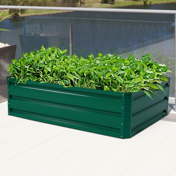 Canteiro Elevado para Jardim - RELAX4LIFE - Chapa de Aço - Bordas Lisas - Vaso Retangular de Metal - Sem Fundo - 100x80x30cm