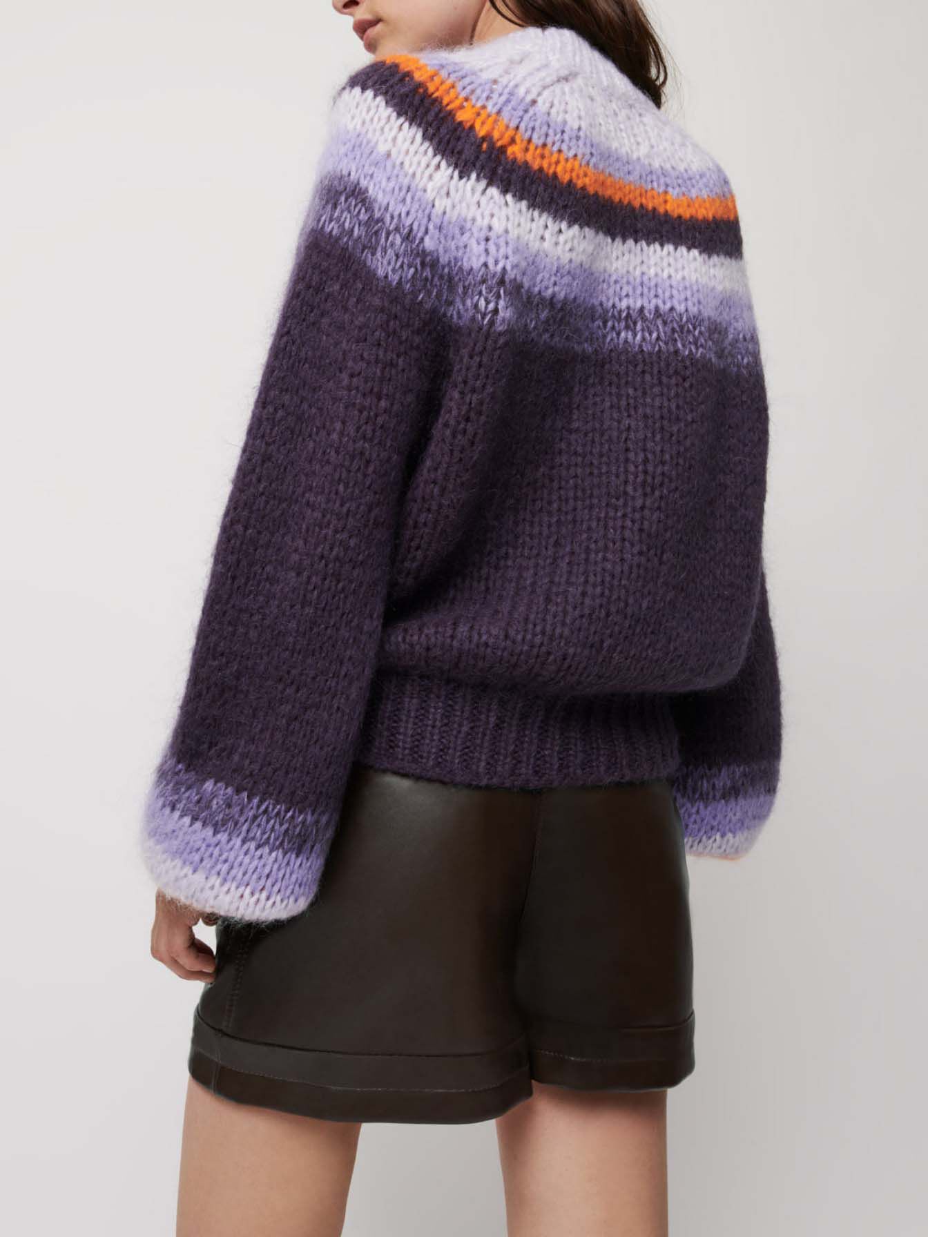 Jacquard trui met wijde mouwen - Violet