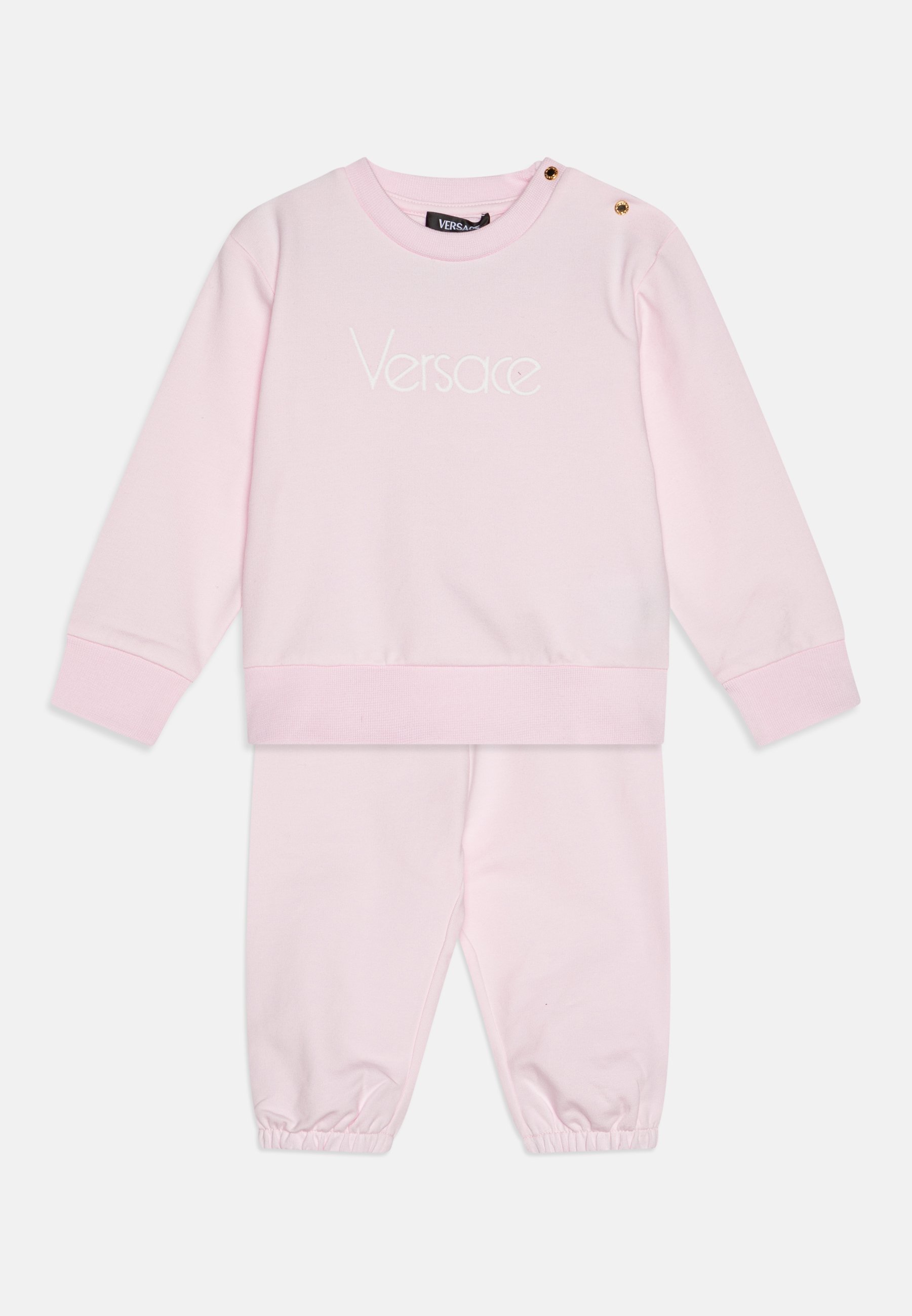 Completo unisex Versace BABY VINTAGE LOGO RICAMATO - Felpa con zip - rosa neonato/bianco
