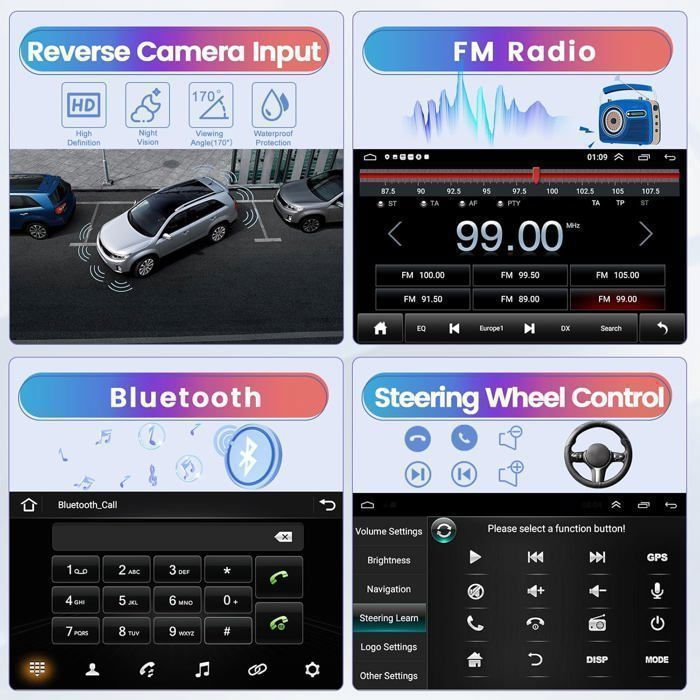 IBEAFILLY 9-inch Android 13 Car Radio with GPS and CarPlay for FIAT and PANDA (2013-2020) with Rear Camera, 2GB RAM + 32GB Storage