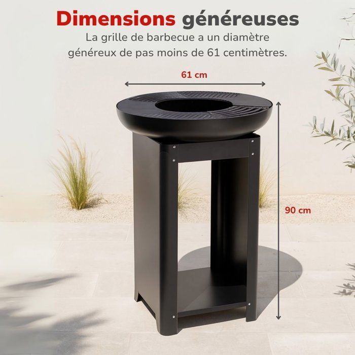 Brasero y parrilla Alpina 3 en 1 - 61 x 90 cm