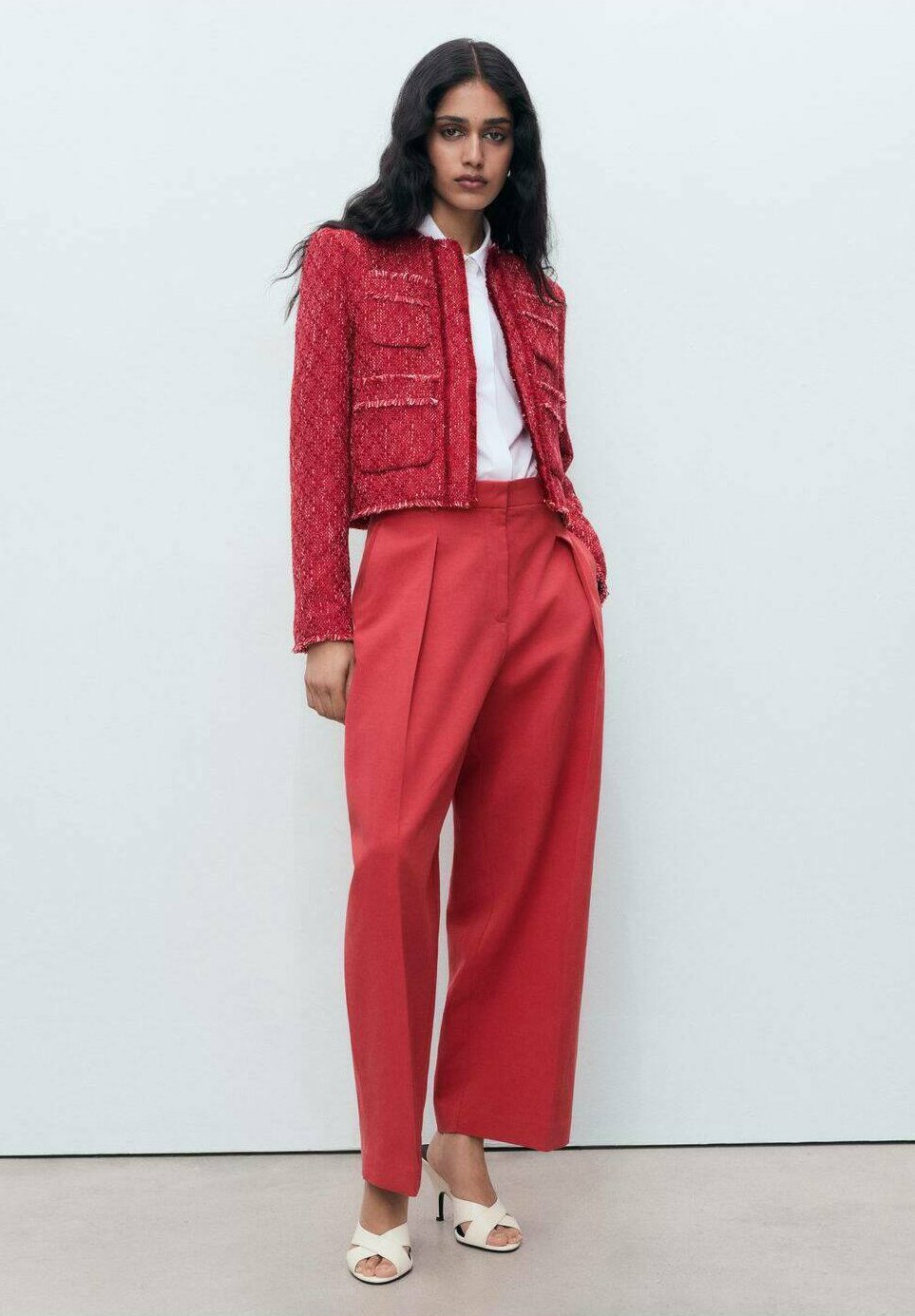 Mango met gerafelde uiteinden - Zomerjas - rood