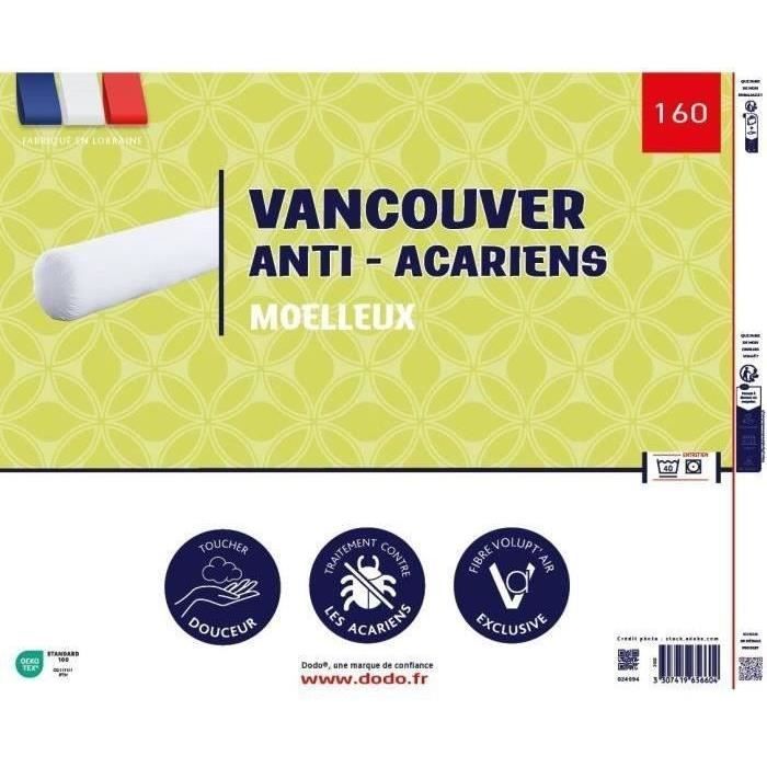 Cuscino cilindrico VANCOUVER 160 cm - Antiacaro - 100% Poliestere - DODO