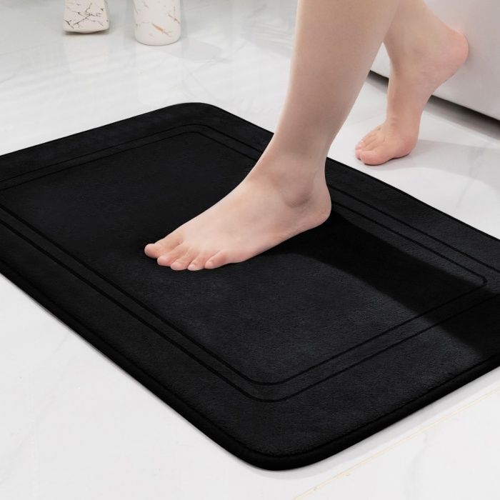 Alfombrilla de baño Ulisem - Antideslizante - Súper absorbente - Lavable a máquina - Negra 40x60 cm