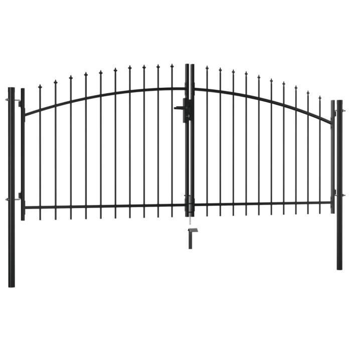 Puerta batiente doble - MOTHINESSTO - LY7321 - Acero negro - 300 x 150 cm - Resistente a la corrosión