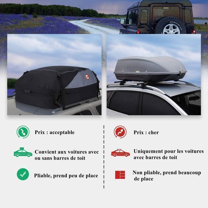 Cofre de techo plegable TOOLUCK - 450L - Bolsa de techo impermeable, bolsa de techo para coche sin barras, tejido Oxford 900D - 6 correas