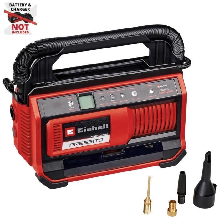 Einhell PRESSITO 18/25 Solo PXC Cordless Compressor (18V, 3-adapter kit included) Supplied without battery or charger
