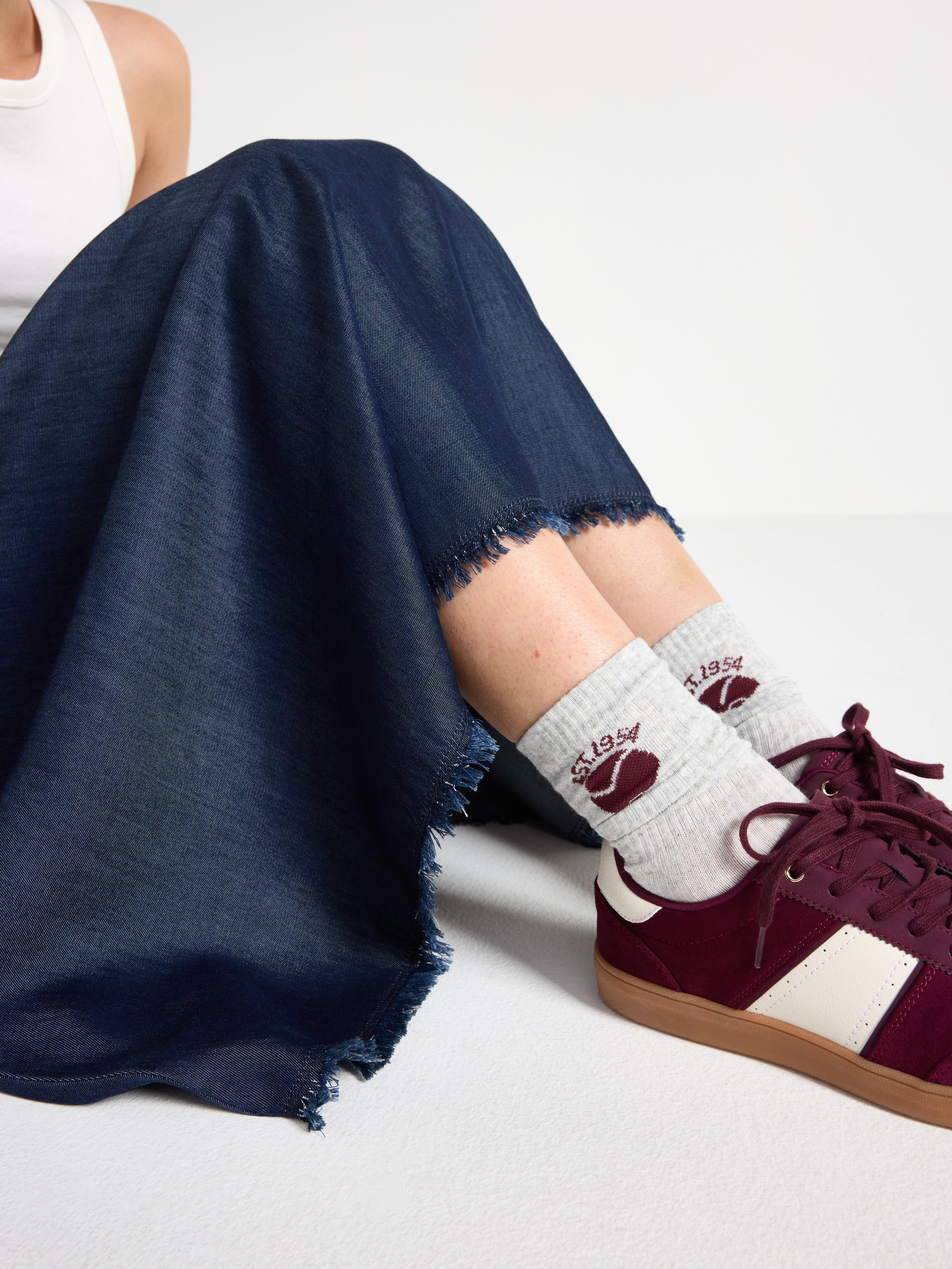 Midiskjørt med denim-look Mørk denim