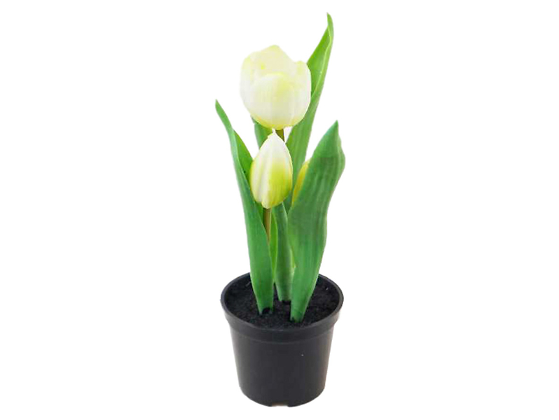 Sztuczny tulipan w doniczce 22 cm biały