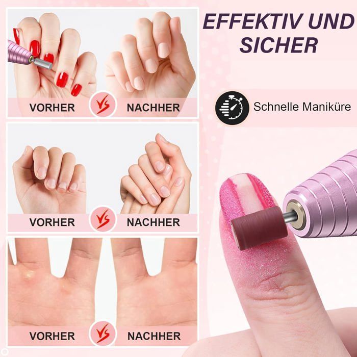 Ponceuse pour Ongles,Lime à Ongle Électrique 20000 RPM,Manucure Électrique Ongles pour Gels et Ongles Naturels,Set Nail Drill Idéal