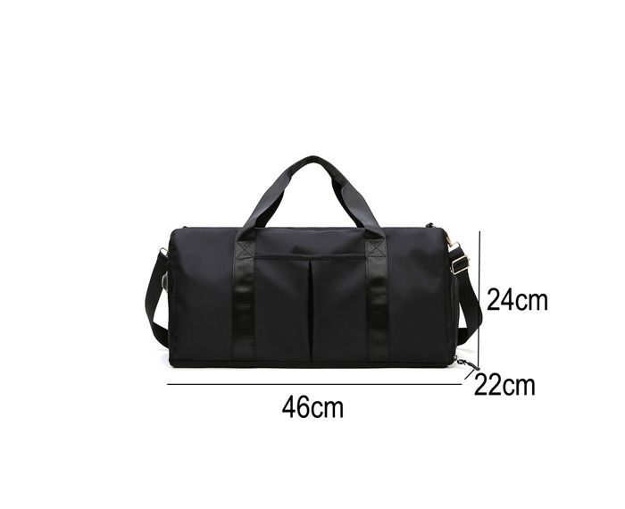 Sac de sport noir, sac de sport pour salle de sport avec poche humide et compartiment à chaussures, sac de voyage pour week-end