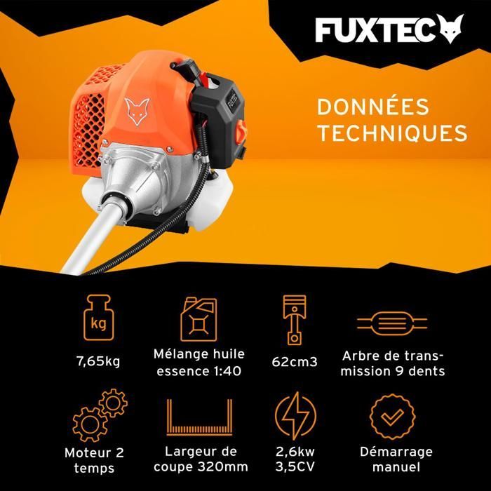 Desbrozadora de gasolina FUXTEC FX-MS162 - 62 cc, 3,5 CV