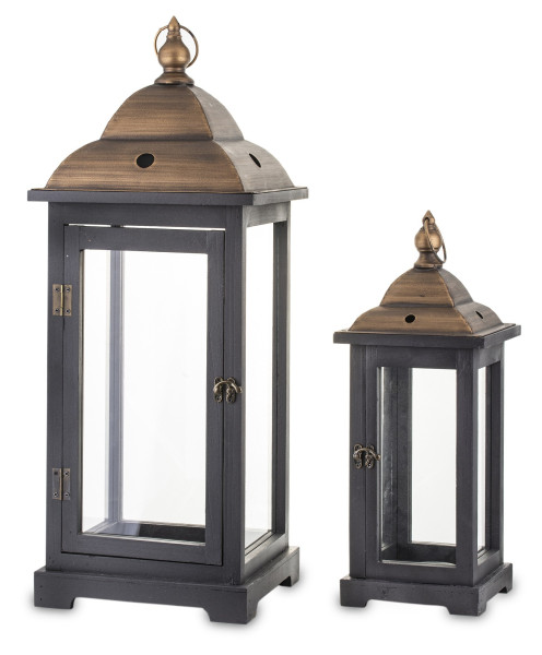 Lampion 2 szt. drewniany 70x27x27 cm HOUT