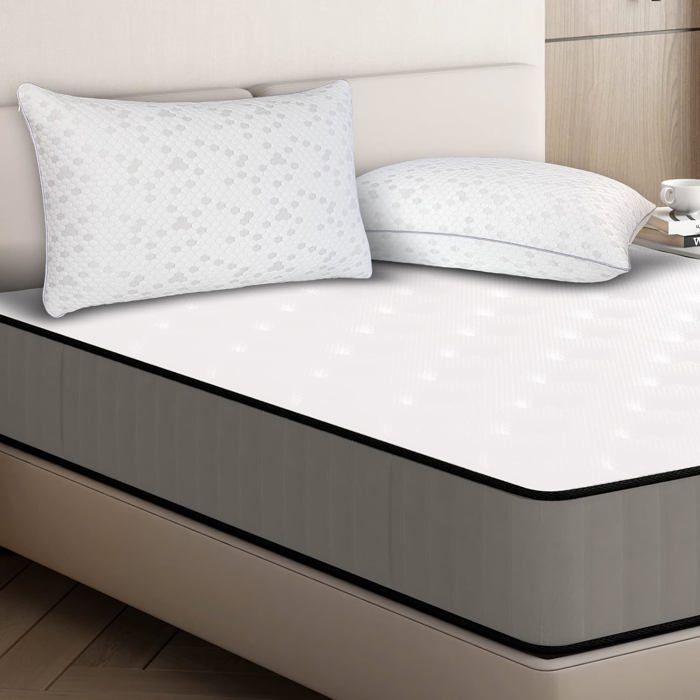 Almohada de espuma viscoelástica de 50x70 cm, juego de 2 almohadas cervicales ergonómicas de espuma viscoelástica para el dolor de cuello.